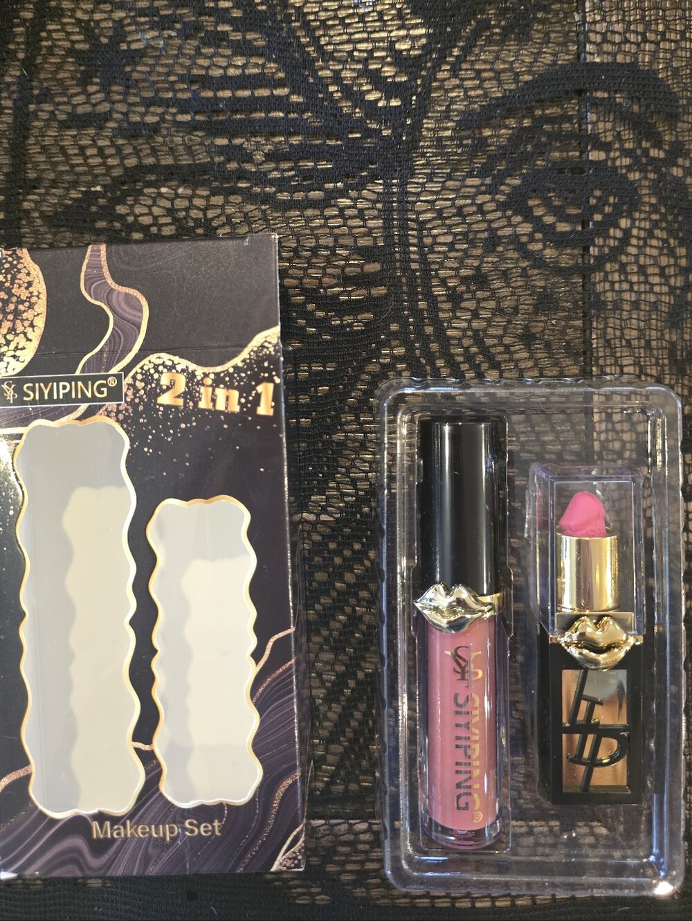 Novelty Makeup 2-in-1 Pink Lipstick & Lip Gloss Set
